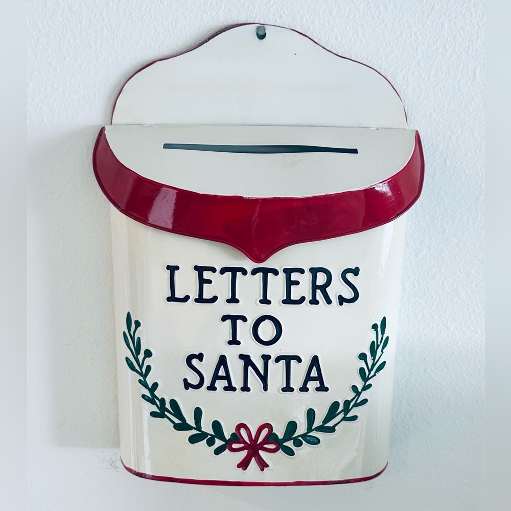 Festive Red and White Letters to Santa Mailbox